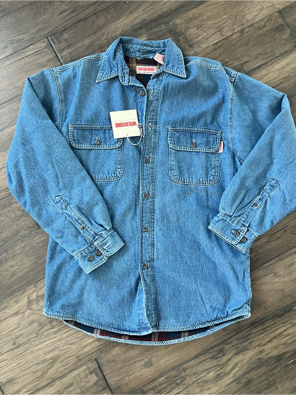 Wolverine Blue Denim Button-Front Work Shirt Jacket